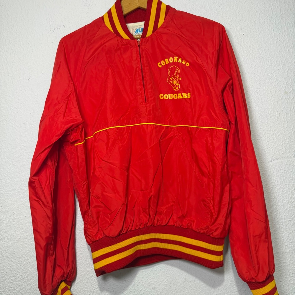 Vintage Coronado Cougars Colorado Windbreaker Red Yellow Youth XL Retro 80s
